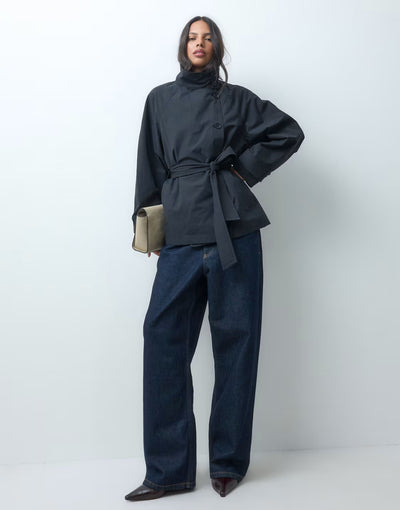 Greta Stehkragen-Jacke mit Gürtel