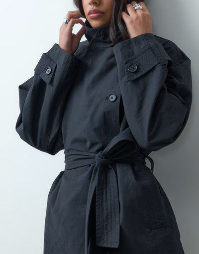 Greta Stehkragen-Jacke mit Gürtel